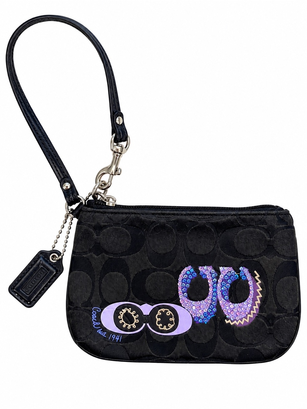 Coach Daisy Pop Optic Wristlet Black C Jacquard Sequin Y2K